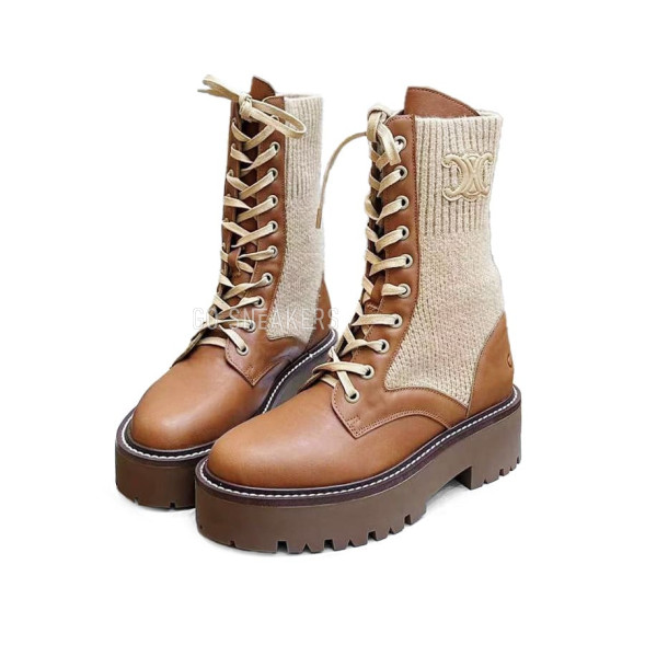 Женские ботинки Celine Woman Knitted Boots Brown
