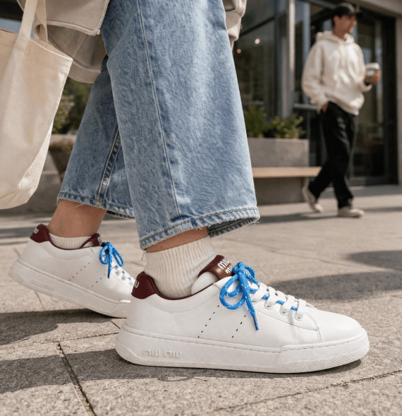 Женские кеды Miu Miu Leather Sneakers White