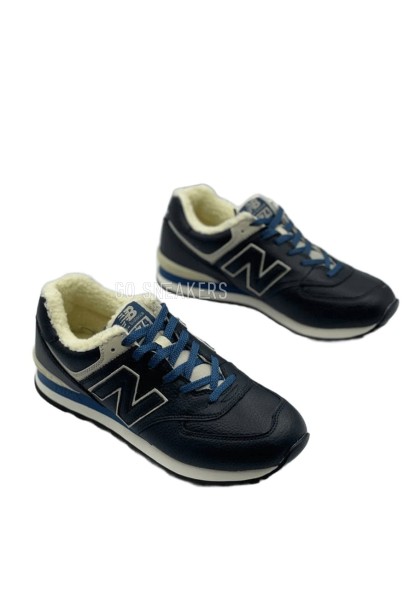 Мужские кроссовки New Balance 574 Winter Leather Black/Blue 