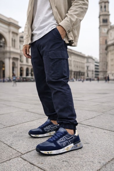 Мужские кроссовки Premiata 483 Leather/Suede Navy