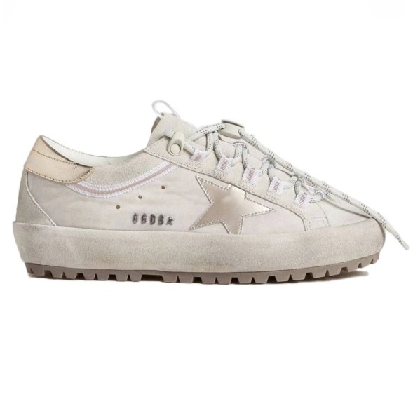 Женские кеды Golden Goose Super-Star Ski in Light Gray Nylon With Metallic Star