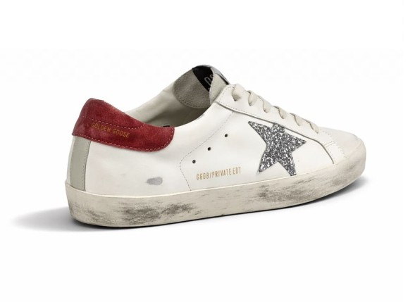 Женские кеды Golden Goose Super-Star Beige Silver Glitter Star