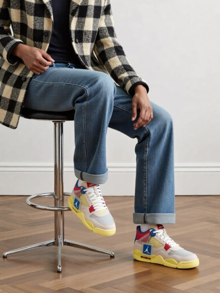 Унисекс кроссовки Nike Air Jordan 4 Retro Suede White/MultiColor