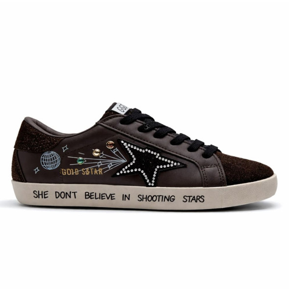 Женские кеды Golden Goose Super Star Brown Music