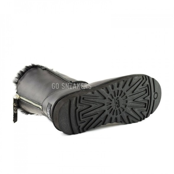 Женские короткие угги Short One Zip Black Leather 