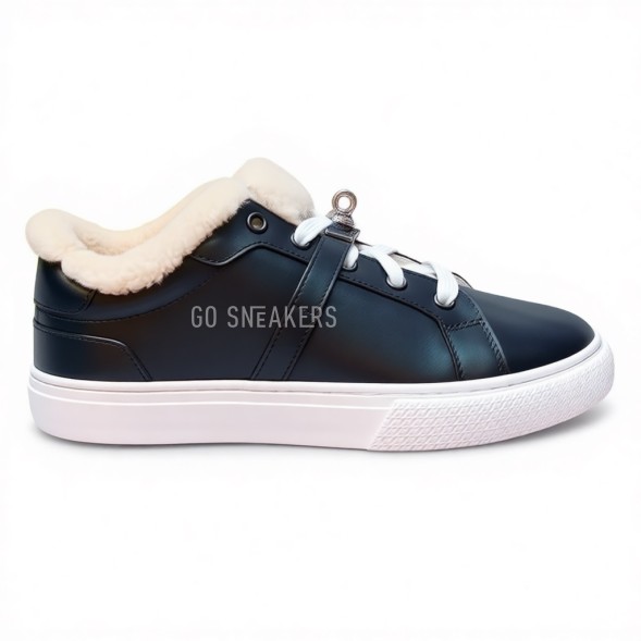 Женские зимние кеды Hermes Winter Sneakers Leather Black