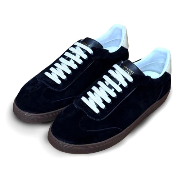 Мужские кеды Brunello Cucinelli Suede Sneakers Black